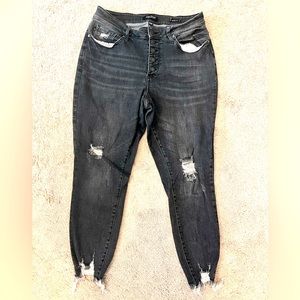 Judy Blue Black Distressed Shark Bite Skinny Jeans. size 14W